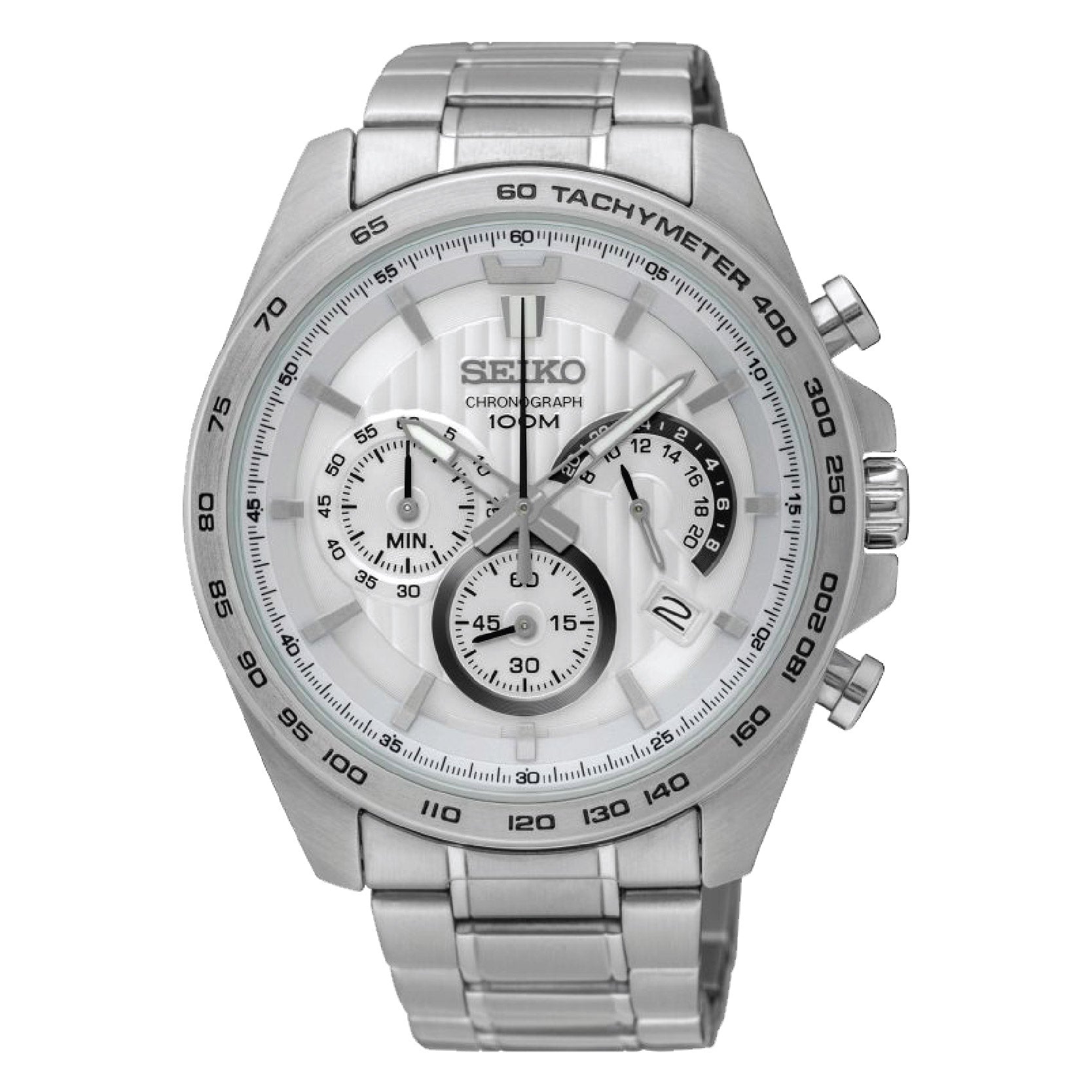Seiko Chronograph Silver Stainless Steel Band Watch SSB297P1
