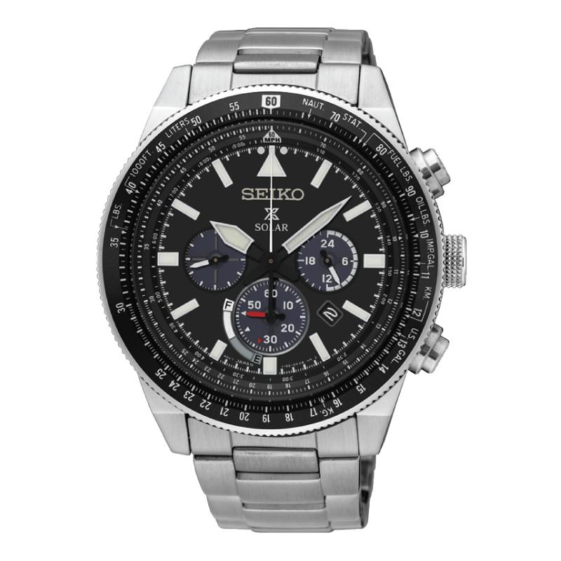 Seiko Prospex Sky Series Solar Chronograph Silver Stainless Steel Band Watch SSC607P1
