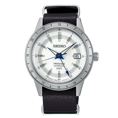 Seiko Presage (Japan Made) Automatic GMT Seiko Watchmaking 110th Anniversary Style60's Textured Watch SSK015J1 (Limited Edition of 3,500 pieces)