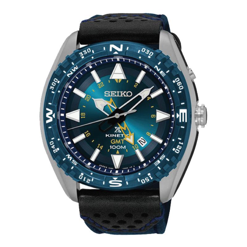 Seiko Prospex Land Series Kinetic Diver Blue Canvas and Black Calfskin Strap Watch SUN059P1