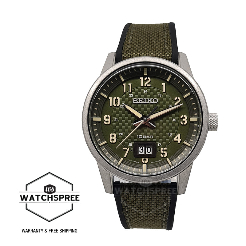 Seiko Analog Quartz Green with Black Silicone Strap Watch SUR323P1