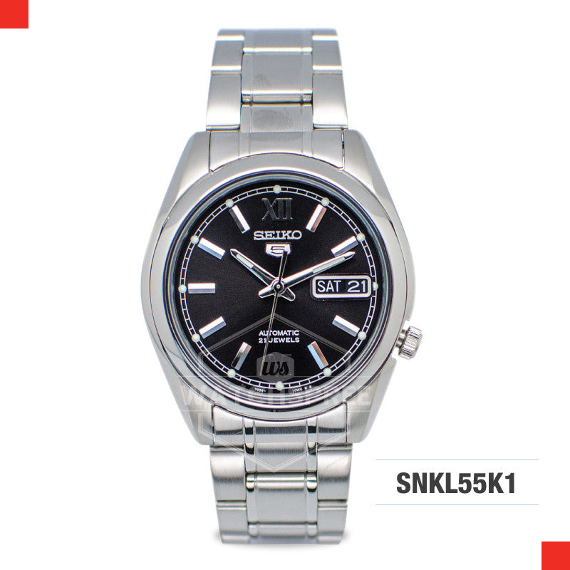 Seiko Men's 5 Automatic Silver Stainless Steel Band Watch SNKL55K1 ...