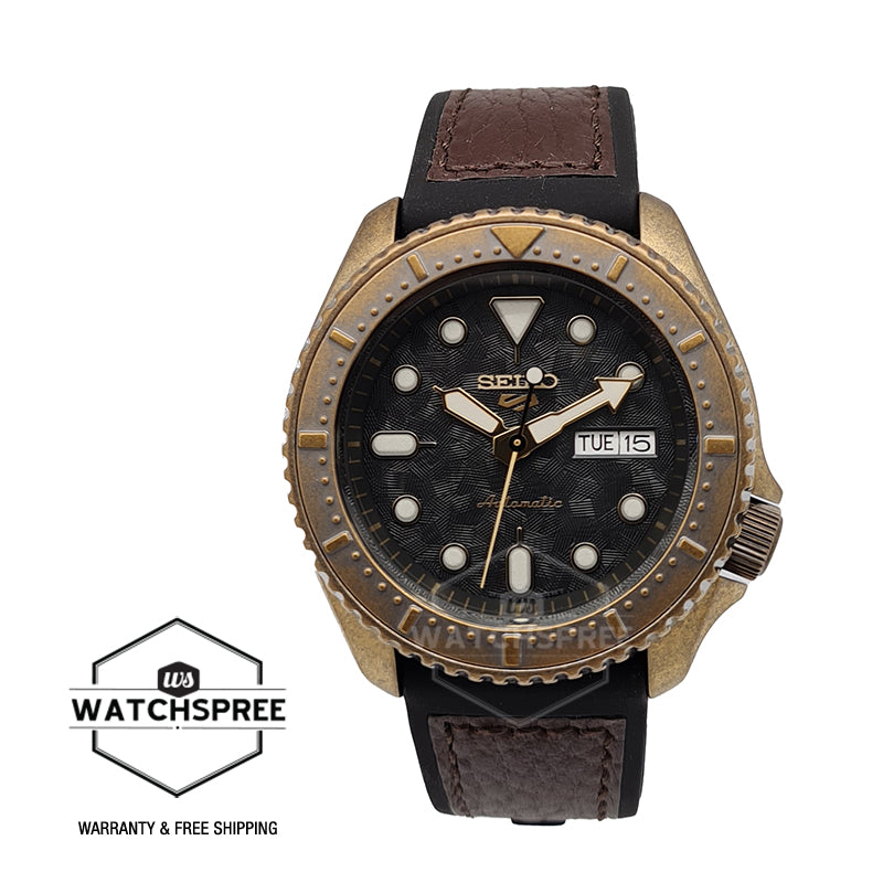 Seiko 5 Sports Automatic Black and Brown Calfskin + Silicone Strap Watch SRPE80K1 (LOCAL BUYERS ONLY) Watchspree