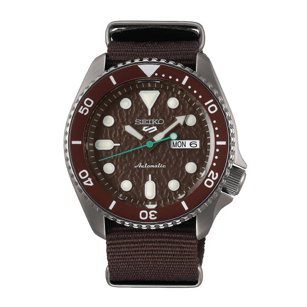 Seiko 5 Sports Automatic Brown Nylon Strap Watch SRPD85K1 (LOCAL BUYERS ONLY) Watchspree