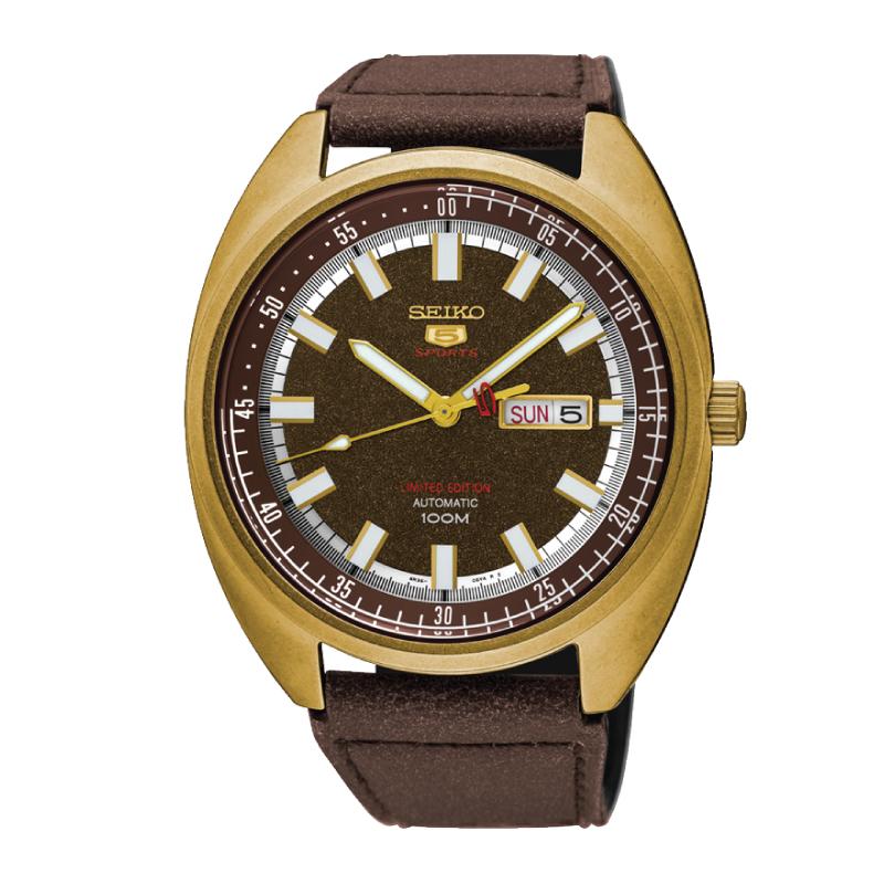 Seiko 5 Sports Automatic Limited Edition Brown Leather Strap Watch SRPB74K1 Watchspree