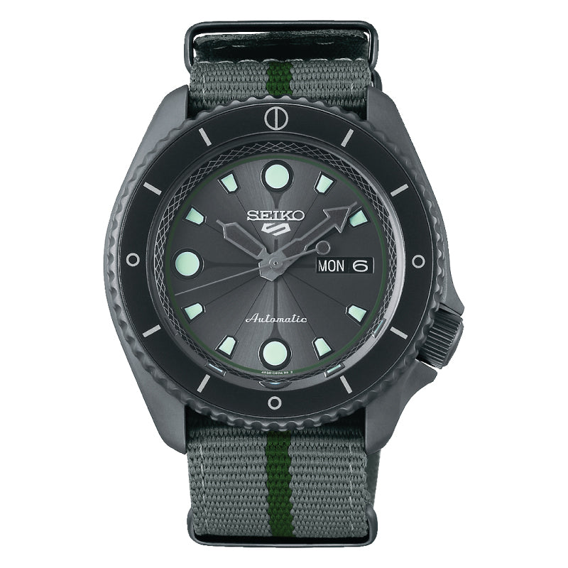 Seiko 5 Sports NARUTO & BORUTO Limited Edition (SHIKAMARU NARA) Grey Nylon Strap Watch SRPF75K1 (LOCAL BUYERS ONLY) Watchspree