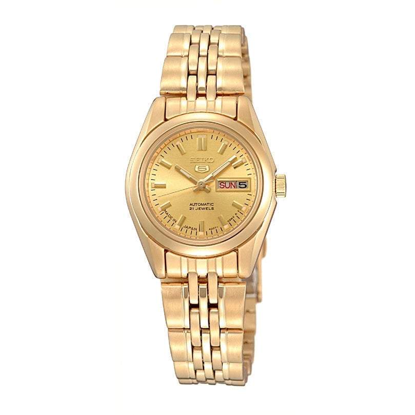 Seiko 5 Women Automatic Gold Tone Stainless Steel Band Watch SYMA38K1 Watchspree
