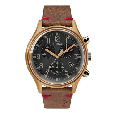 Timex Men's MK1 Steel Chronograph 42mm Leather Strap Watch TW2R96300