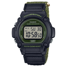 Load image into Gallery viewer, Casio Digital Two-Tone Green &amp; Black Cloth Band Watch W219HB-3A W-219HB-3A
