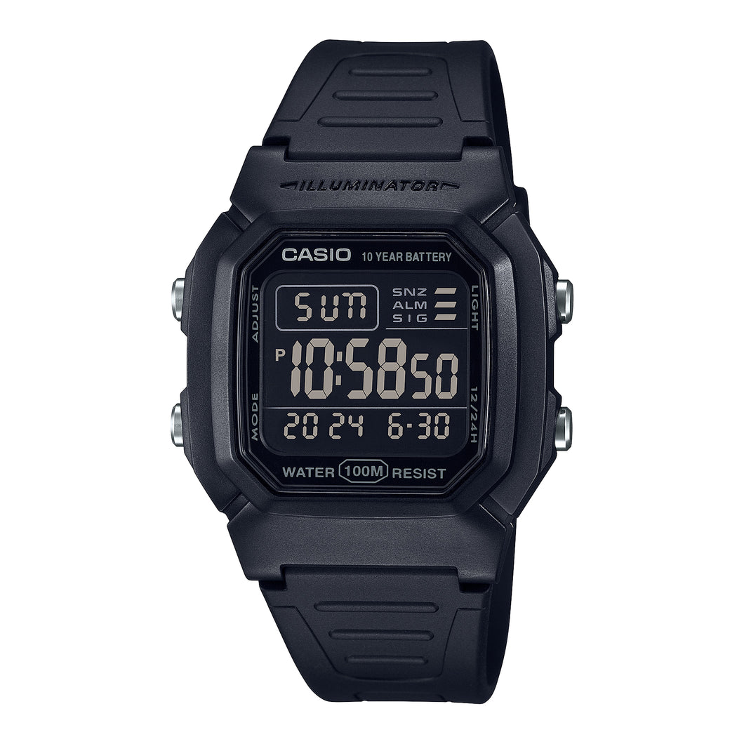 Casio Digital Dual Time Black Resin Band Watch W800H-1B W-800H-1B