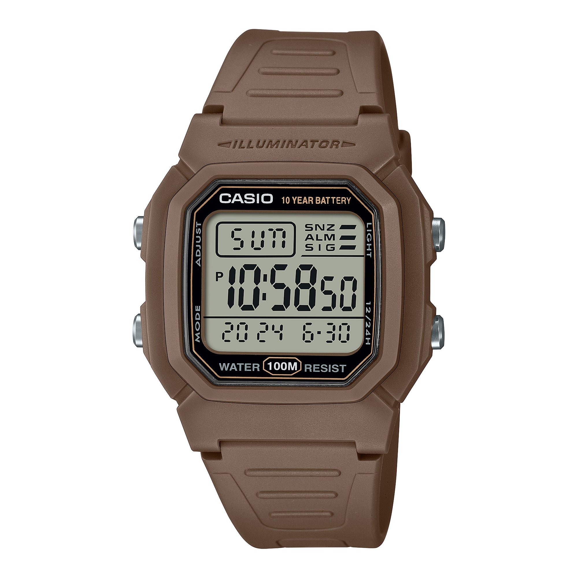Casio Digital Dual Time Brown Resin Band Watch W800H-5A W-800H-5A