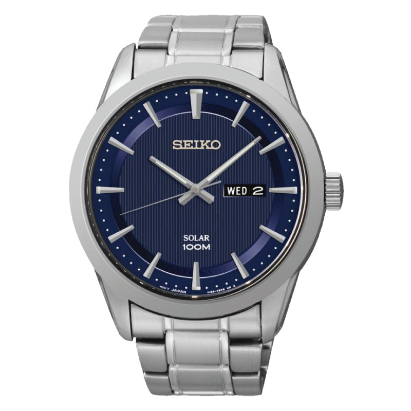 Seiko Solar Silver Stainless Steel Band Watch SNE361P1