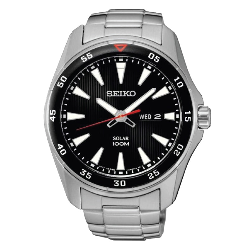 Seiko Solar Silver Stainless Steel Band Watch SNE393P1