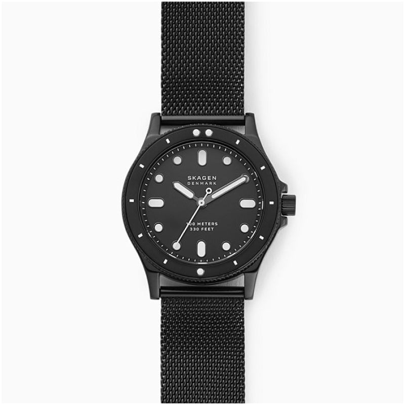 [WatchSpree] Skagen Ladies' Fisk Three-Hand Black Steel Mesh Watch SKW2917