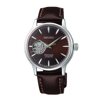 Seiko Presage (Japan Made) Open Heart Automatic Brown Calfskin Leather Strap Watch SSA783J1 | Watchspree